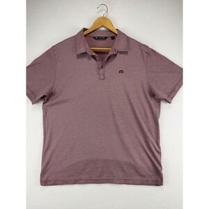 TravisMathew Polo Shirt Mens XL Burgundy White Stripe Short Sleeve Golf Tee
